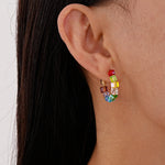 Load image into Gallery viewer, Glass Circular Hoops Silver-Posted Hand Faceted S5P157