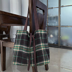 Load image into Gallery viewer, Green Check Wool Tote Bag Women Large Capacity M5A333