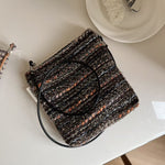 Load image into Gallery viewer, Retro Stripe Tweed Crossbody Bag Women S5P710