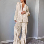 Load image into Gallery viewer, Beige Brushed Fleece Pajama Set Women N5A825