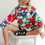 Load image into Gallery viewer, Oversized Floral Embroidered Sweater Women N5A854