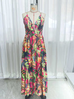 Load image into Gallery viewer, Sexy Print V Neck Slip Dress Women N6C247