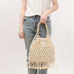 Load image into Gallery viewer, Handwoven Wood Bead Fringe Tote Beach Large Capacity S5P963