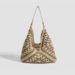 Load image into Gallery viewer, Hand Woven Straw Tote Polyester Lining S5P312