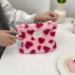 Load image into Gallery viewer, Polka Dot Faux Fur Makeup Bag Women Large Capacity S5P859