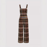 Load image into Gallery viewer, Brown Plaid Jumpsuit Women High Waist Wide N5A899