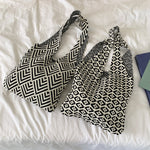 Load image into Gallery viewer, Women's Striped Knitted Tote Shoulder Bag N6J139