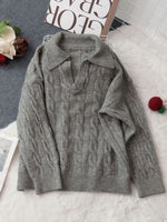 Load image into Gallery viewer, Cable Notch Sweater Mid Weight N5A244