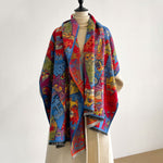 Load image into Gallery viewer, Vintage Art Oil Fringe Faux Cashmere Scarf M5A332