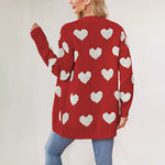 Load image into Gallery viewer, V Neck Heart Cardigan Mid Length Button Front Knit N5A889