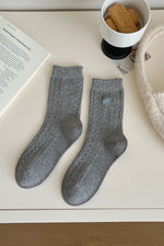Load image into Gallery viewer, Bow Dog Embroidery Cotton Stackable Socks M5A050