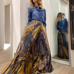 Load image into Gallery viewer, Retro Print Maxi Dress Women Multi color N5A516