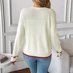 Load image into Gallery viewer, White Heart Jacquard Sweater Knit Layering Pullover N5A814