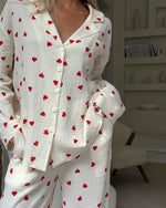 Load image into Gallery viewer, Heart Print Pajama Set Women Cotton Long Sleeve N5A795