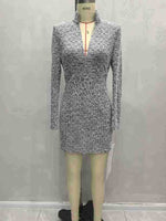 Load image into Gallery viewer, Elegant V Neck Knit Dress Women Textured Weave Midi N5A906