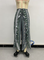 Load image into Gallery viewer, Boho Print Asymmetric Slit Wide Leg Pants Women N6C241