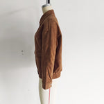 Load image into Gallery viewer, Brown Suede like Aviator Jacket Women Loose Fit Notch N5A745