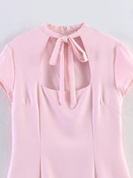 Load image into Gallery viewer, Bow Detail Square Neck Bodycon Short Dress Women N6E156