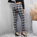 Load image into Gallery viewer, Black White Plaid High Waist Trousers Women N5A499