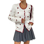 Load image into Gallery viewer, Heart Jacquard Cardigan Contrast Tie Waist Mid Weight N5Z478