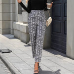 Load image into Gallery viewer, Snake Print Tapered Pants Women Gray N5A487