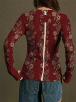 Load image into Gallery viewer, Retro Floral Print Knit T-shirt Women N6C324