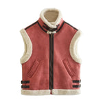 Load image into Gallery viewer, Suede Fleece Panel Vest Women Multiple Colors N5A557