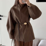 Load image into Gallery viewer, Brown Tailored Wool Blend Womens Coat N5A482