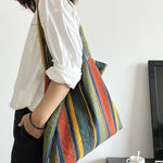 Load image into Gallery viewer, Retro Color Clash Rainbow Stripes Shoulder Bag S5P270