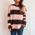 Load image into Gallery viewer, Color Block Stripe Pullover Round Neck Loose Fit N5A833