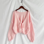 Load image into Gallery viewer, Reversible Bow Tie Cardigan Short Crochet Knit Front N5A840