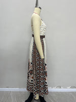 Load image into Gallery viewer, Black Boho Placement Print Backless Spag Dress Women N5A949