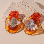 Load image into Gallery viewer, Vintage Resin Floral Studs Goldfish Motif Geometric S5P077