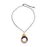 Load image into Gallery viewer, Leather Cord Resin Wood Round Pendant Necklace N6H140