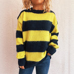 Load image into Gallery viewer, Color Block Stripe Pullover Round Neck Loose Fit N5A833