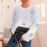 Load image into Gallery viewer, Gradient 3D Floral Knit Sweater Women Round Neck N5A856