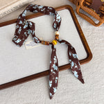 Load image into Gallery viewer, Vintage Paisley Polka Dot Beaded Scarf Necklace N6G237