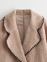 Load image into Gallery viewer, Oversized Notch Collar Lamb Fleece Jacket Women Khaki N5A543
