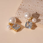 Load image into Gallery viewer, Zircon Pearl Square Stud Earrings Women N6H154