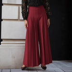 Load image into Gallery viewer, Burgundy High Waist Pleated Wide Leg Culottes Women N5A760