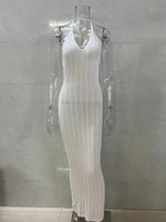 Load image into Gallery viewer, Hollow Out Sheer Halter Sleeveless Long Dress Women N6A056