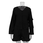 Load image into Gallery viewer, Long Sleeve Ruffle Sleeve Shirt High Waist Shorts Set N6D108