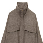 Load image into Gallery viewer, Gray Stand Collar Short Jacket Women N5A713