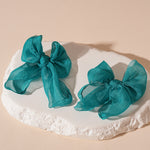 Load image into Gallery viewer, Lace Bow Studs Fabric Minimalist Featherweight S5P074