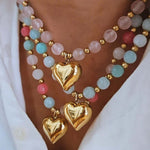 Load image into Gallery viewer, Heart Lucite Beaded Braided Necklace Stainless Steel N6E120