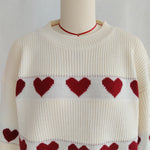 Load image into Gallery viewer, Color Block Heart Knit Sweater Women Round Neck N5A857