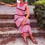 Load image into Gallery viewer, Knitted Color Block Vest Hollow Out Maxi Dress Women N6A071