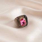 Load image into Gallery viewer, Womens Vintage Rhinestone Hexagon Resin Ring N6K191