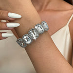 Load image into Gallery viewer, Womens Rhinestone Square Alloy Stretch Bracelet N6K135
