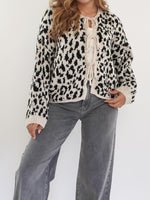 Load image into Gallery viewer, Leopard Print Tie Front Cardigan Women Round Neck N5A848